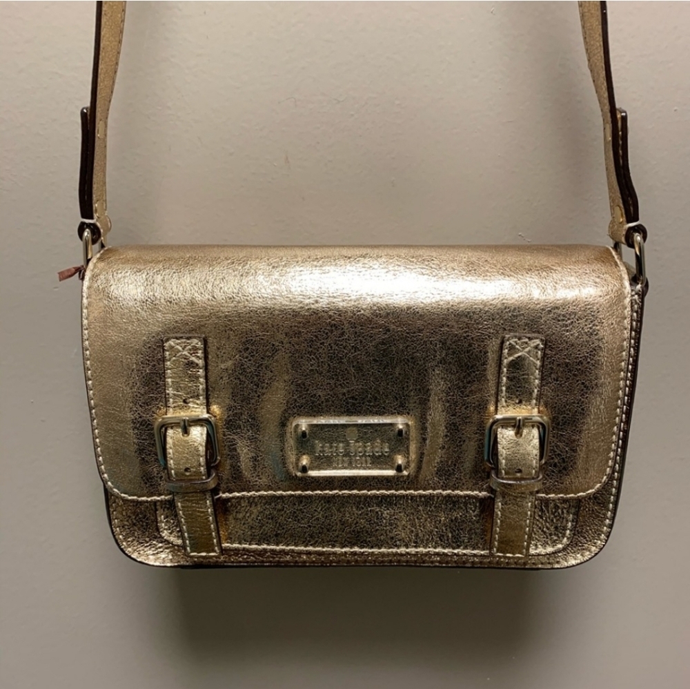 Kate Spase Metallic Gold Crossbody Bag